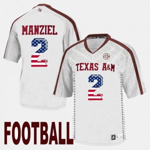 Men's Texas A&M Aggies #2 Johnny Manziel White US Flag Fashion Jersey 719614-301