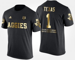 Men's Texas A&M Aggies #1 Black No.1 Short Sleeve With Message Gold Limited T-Shirt 733969-301