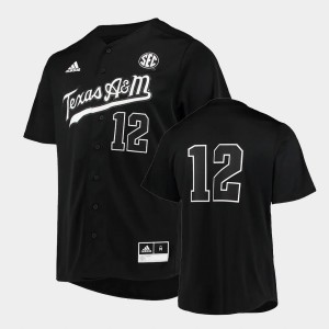 Men's Texas A&M Aggies #12 Black Button-Up College Baseball Jersey 979823-298