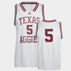 Men's Texas A&M Aggies #5 Hassan Diarra White Reverse Retro College Basketball Jersey 378254-276