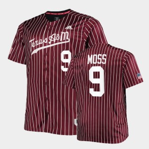 Men's Texas A&M Aggies #9 Jack Moss Maroon 2022 Replica College Baseball Jersey 997433-423