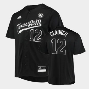 Men's Texas A&M Aggies #12 Troy Claunch Black 2022 Button-Up College Baseball Jersey 437009-193