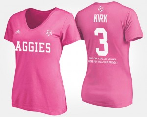 Women's Texas A&M Aggies #3 Christian Kirk Pink With Message Name and Number T-Shirt 365478-204