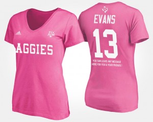Women's Texas A&M Aggies #13 Mike Evans Pink With Message Name and Number T-Shirt 330716-509