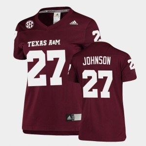 Women's Texas A&M Aggies #27 Antonio Johnson Maroon Football Replica Jersey 391053-387