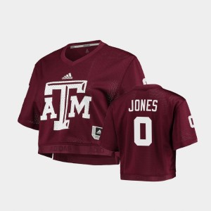 Women's Texas A&M Aggies #0 Myles Jones Maroon V-Neck Cropped Primegreen Jersey 123876-711