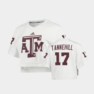 Women's Texas A&M Aggies #17 Ryan Tannehill White V-Neck Cropped Primegreen Jersey 866811-576